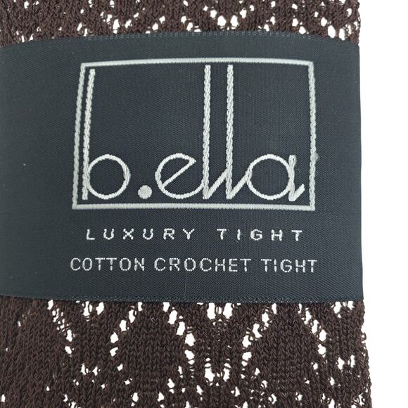 Luxury Cotton Crochet Tight Small Espresso Brown B.ella Codori Italian Hosiery - Picture 5 of 6